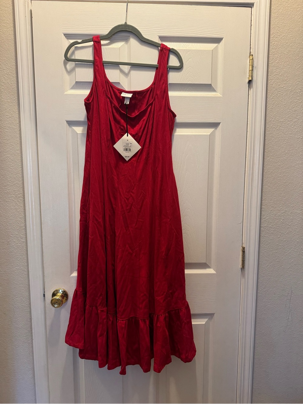 Ava & Viv Red Sleeveless Maxi Dress with Ruffle Hem